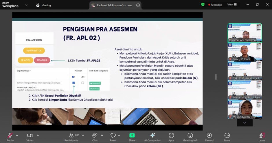 Pemaparan Workshop Pembekalan & Sertifikasi Analis Program | Doc. Istimewa