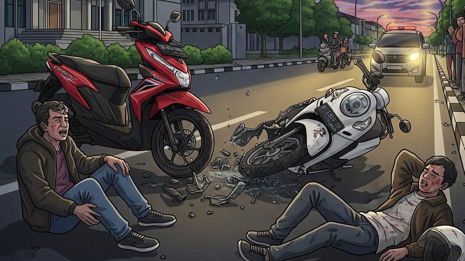Dua Motor Kecelakaan