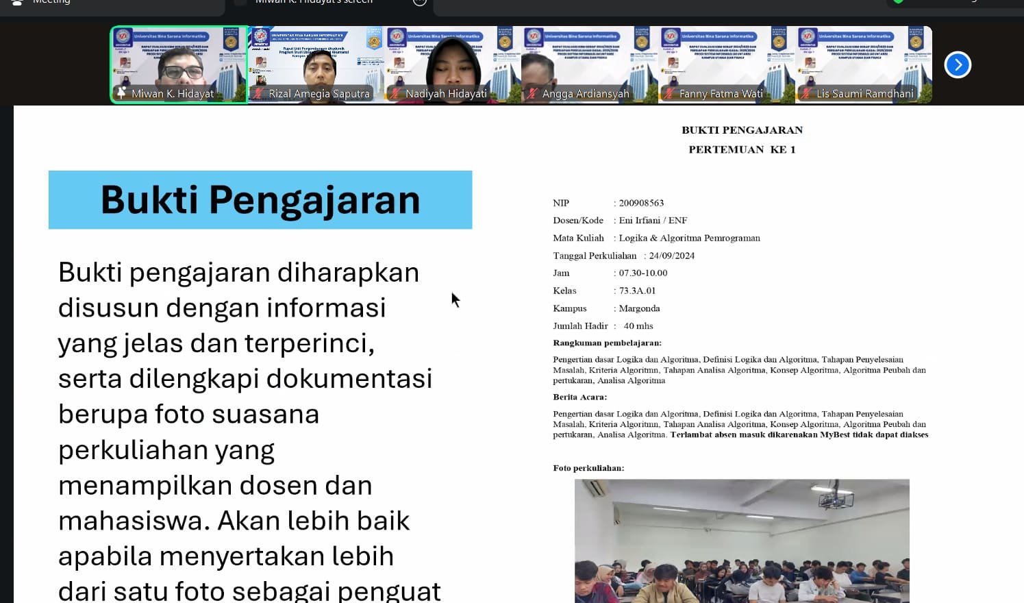 Rapat Evaluasi KBM dan persiapan semester baru, Jumat (12/09) | Doc: Istimewa