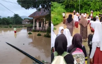 Banjir Sungai Ciletuh Lumpuhkan Mandrajaya: Anak Sekolah Terpaksa Belajar dari Rumah | Sumber: Sukabumiupdate.com