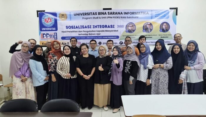 Sosialisasi Integrasi Hasil Penelitian dan Pengabdian ke Bahan Ajar Digelar di UBSI Sukabumi