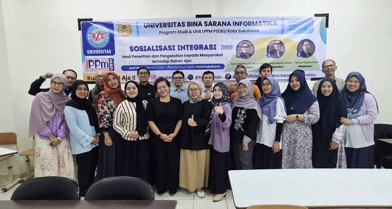 Sosialisasi Integrasi Hasil Penelitian dan Pengabdian ke Bahan Ajar Digelar di UBSI Sukabumi | Doc: Istimewa