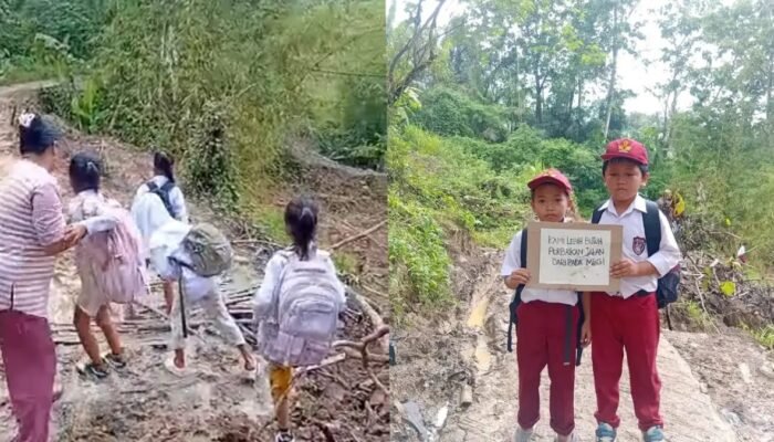 Pelajar SD di Warungkiara Harus Tembus Lumpur 1 Km Demi Sekolah, Warga Desak Perbaikan Jalan