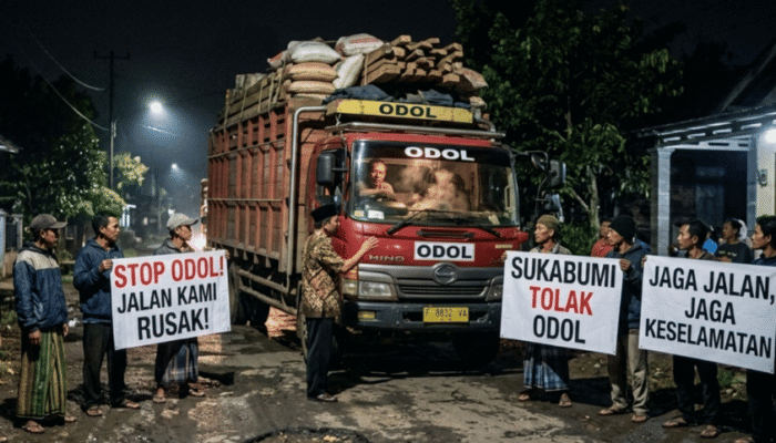 Sopir Truk ODOL Lengkong Terjepit Aksi Warga