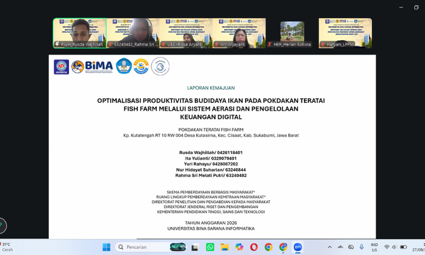 Monev PKM 2026, Tim SIA UBSI Sukabumi Perkuat Inovasi Budidaya Ikan